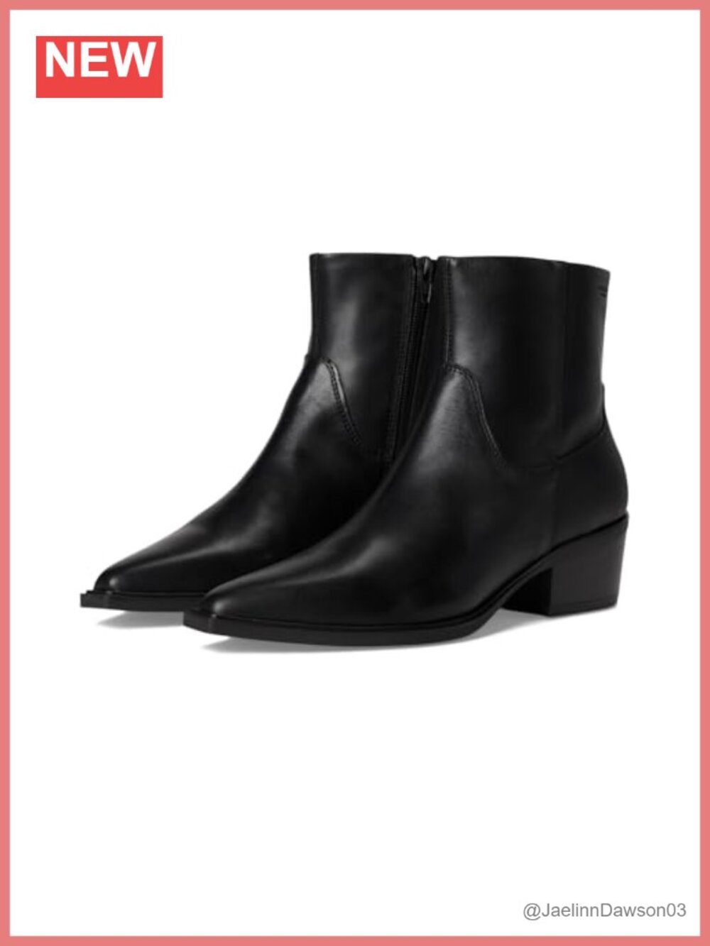 Vagabond Kelsey Leather Western Ankle Bootie Pointed Toe Zip Block Heel